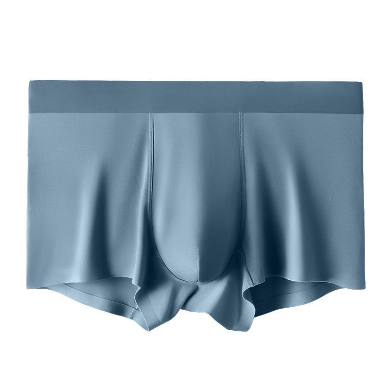Men'S Underwear - 下着 メンズ 男性用 ボクサーパンツ 接触冷感 シームレス 中ウエスト 通気性 ストレッチ 無地 薄手 伸縮性 ポリエステル ブラック ネイビー グレー(x3)