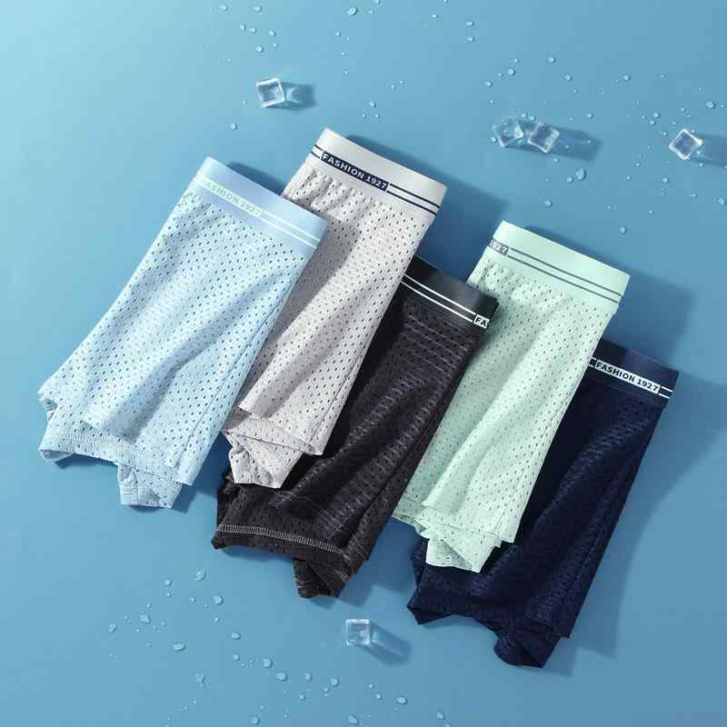 ボクサーパンツ メンズ 男性用 接触冷感 メッシュ ポリエステル 通気性 中腰 無地 L XL XXL XXXL XXXXL..