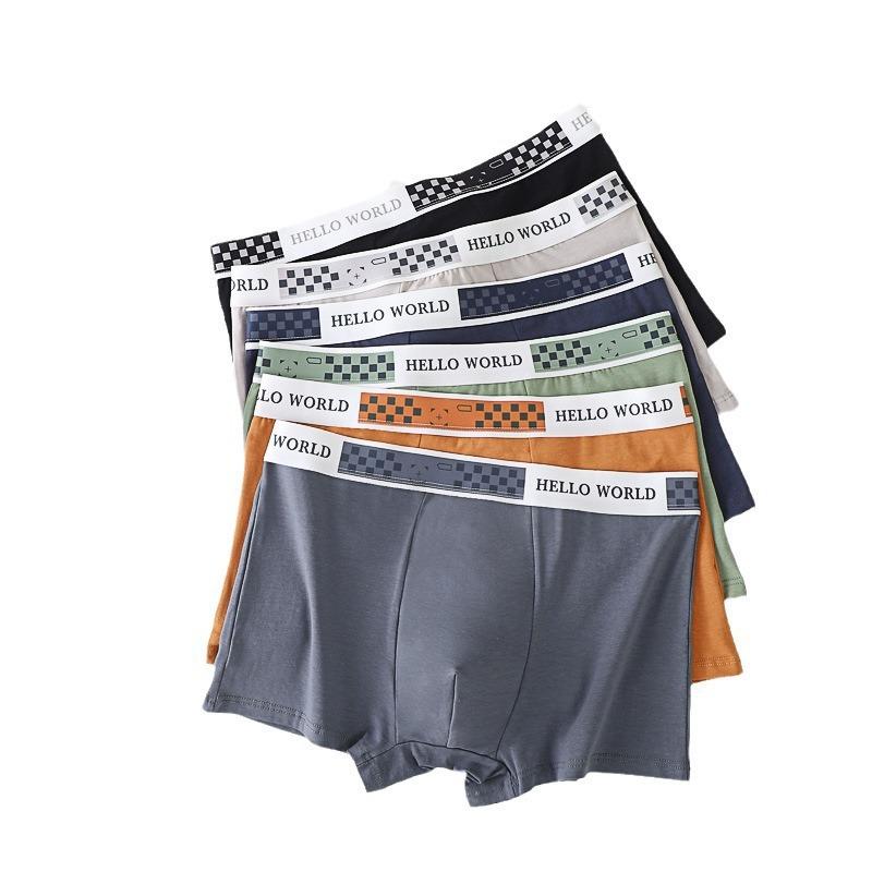 下着 メンズ 男性用 トランクス 長絨綿 スタンダード 纯棉 無地 切り替え 中腰 スポーツ ブラック グレー オレンジ グリーン ネイビー 春夏 秋冬(x3)