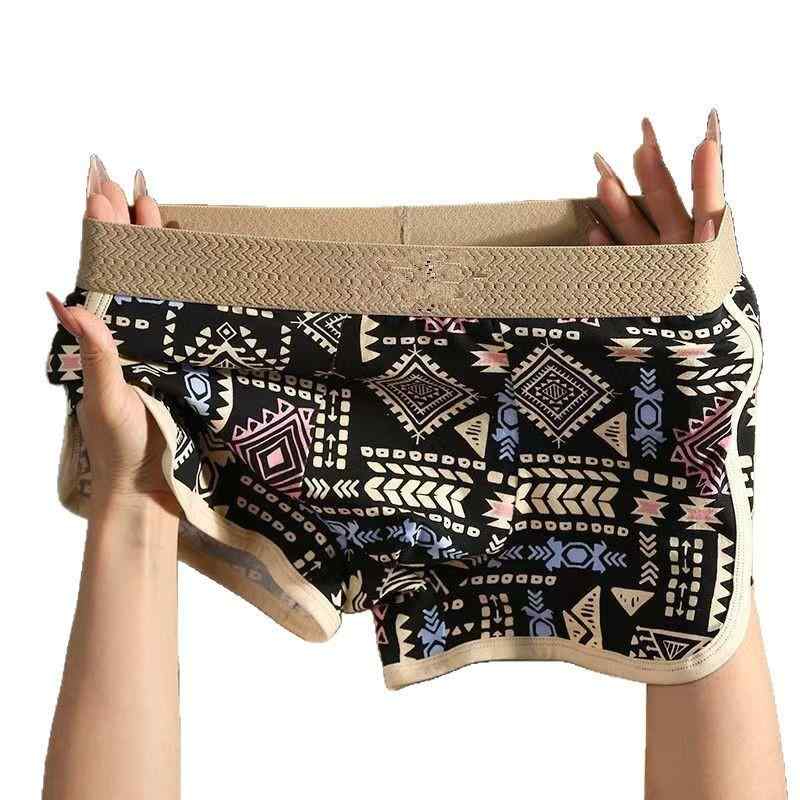 パンツ メンズ 男性用 ボクサーパンツ 綿 幾何学模様 通気性 アメカジ レトロ エスニック トランクス ショートパンツ 黒 茶 緑 青 グレー 春夏 秋冬