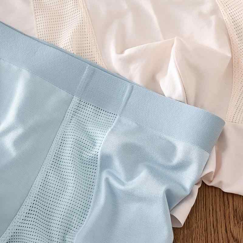 メンズ ボクサーパンツ 男性用 接触冷感 メッシュ 無地 吸湿速乾 ローライズ ポリエステル スパンデックス L XL 2XL 3XL 4XL 春夏秋冬 ブルー ピンク グレー 肌色 ホワイト