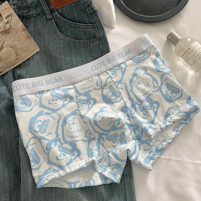 ボクサーパンツ メンズ 男性用 ポリエステル 中腰 小熊 アニマル柄 成年 伸縮性 オールシーズン(x2)