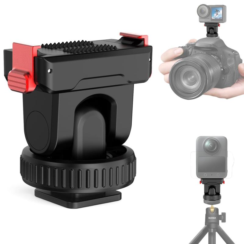 HAFOKO Osmo Action カメラ コールド シュー アダプター 対応機種 DJI 対応 Osmo Action 5 Pro/4/3,マグネティック クイック リリース アダプター マウント を含む 1/4", 180° チルト 調整