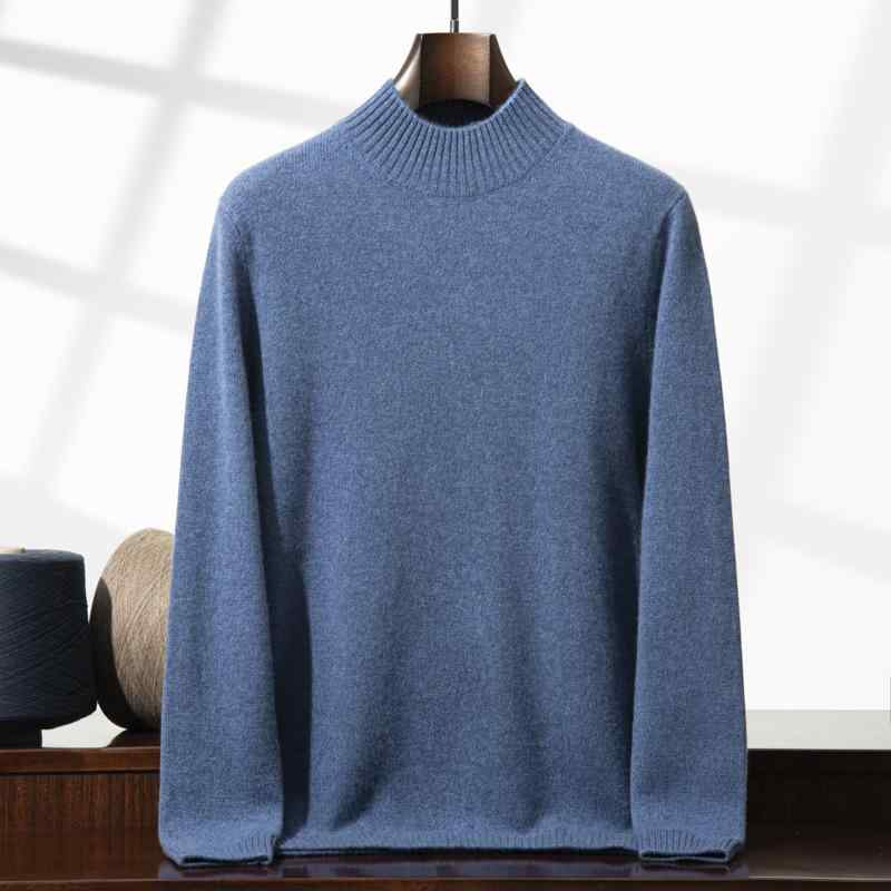 ニット メンズ 男性用 セーター タートルネック 混 ウール 厚手 無地 秋冬 紺色 キャメル ブラック グレー ブルー グリーン ベージュ パープル ニット