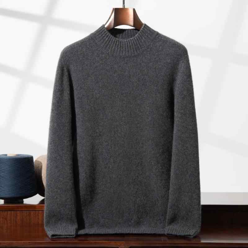 ニット メンズ 男性用 セーター 秋冬 加厚 ハイネック トップス プルオーバー 暖かい ウール 混紡 無地 紺色 黒 黄土色 グレー ブルー ベージュ S M L XL XXL XXXL