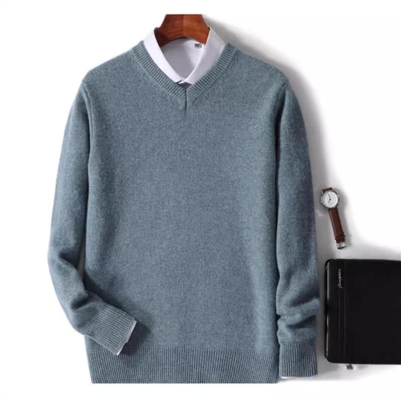 ニット メンズ セーター Vネック プルオーバー 無地 厚手 ウール 秋冬 紳士 ビジネス カジュアル グレー系 ネイビー・カテゴリ: ニット・セーター ・スタイル: アーバン ・デザイン: プルオーバー ・フィット: ルーズ ・ネックライ...