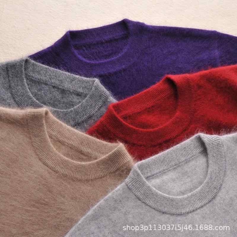 ニット メンズ 男性用 大きいサイズ 混 セーター トップス カットソー 長袖 丸首 プルオーバー 秋冬 無地 赤 黒 紺(x2)