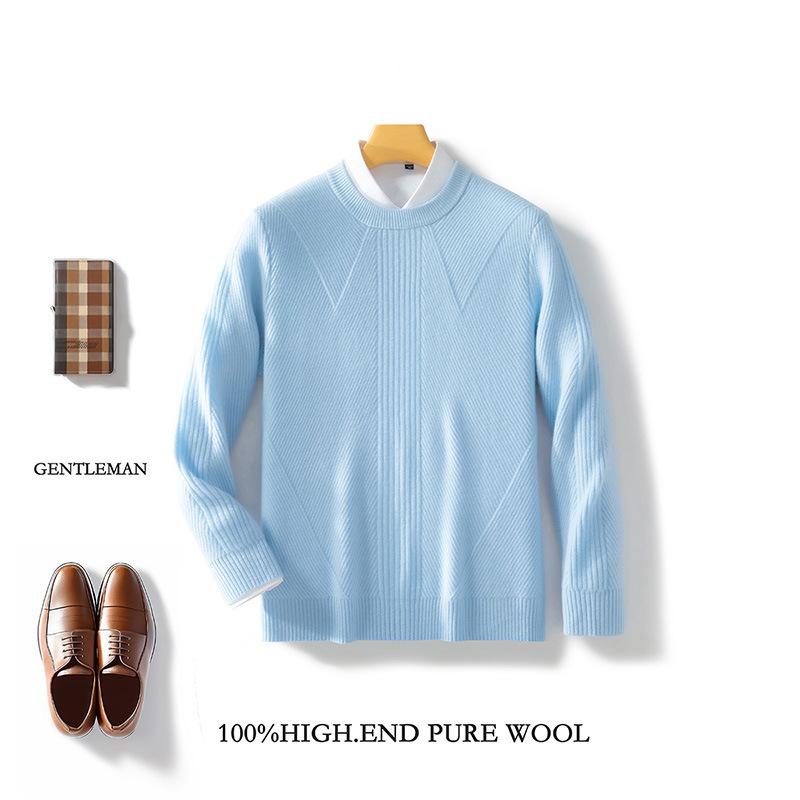 ニット メンズ ウール セーター 長袖 クルーネック プルオーバー ビジネス 紳士 男性用 トップス ゆっ..