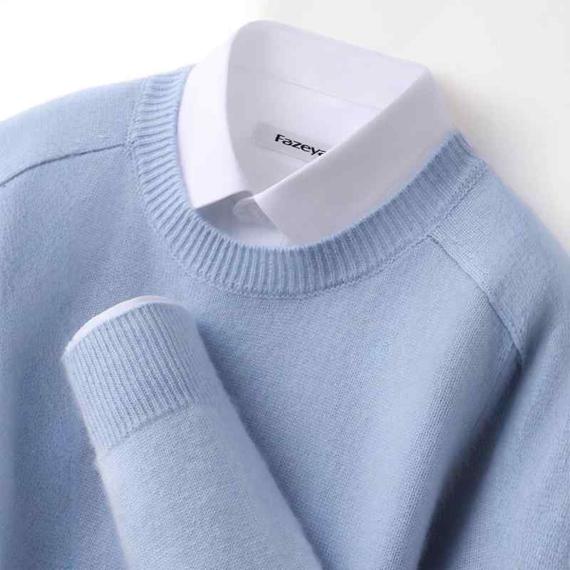 ニット セーター メンズ 男性用 ウール混紡 クルーネック プルオーバー 厚手 無地 秋冬 あったか 暖かい 防寒 普段使い オフィスカジュアル