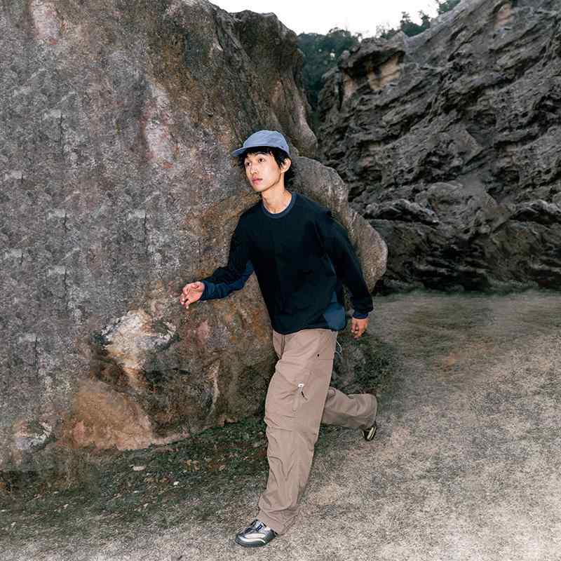 Tシャツ メンズ 多機能 速乾性 通気性 アウトドア 山系 配色 切り替え 絞り染め 長袖 運動 普段使い スポーツウェア ルームウェア