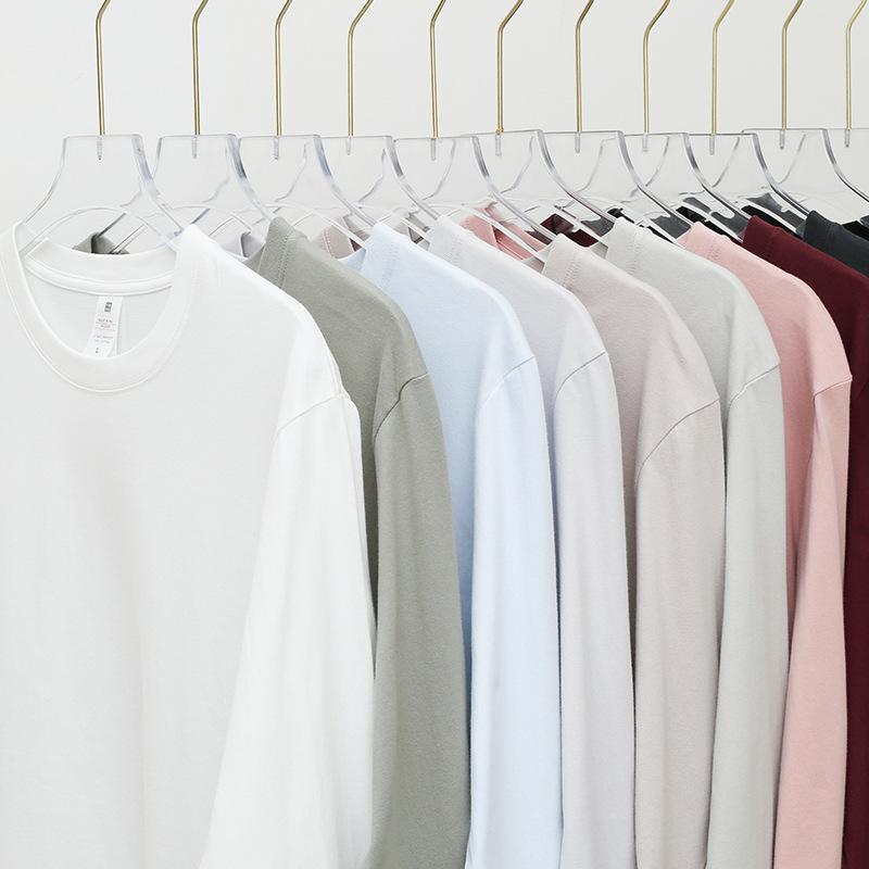 Tシャツ メンズ 男性用 トップス カットソー 長袖 丸首 無地 コットン 綿 秋冬 ゆったり 普段使い 白 黒 グレー ブルー レッド ピンク系