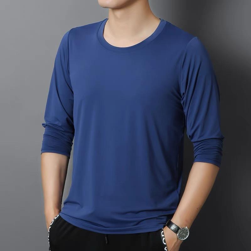 Tシャツ メンズ 男性用 トップス 長袖 薄手 接触冷感 部屋着 ルームウェア スポーツ トレーニング 普段使い グレー ネイビー ブラック ホワイト ポリエステル