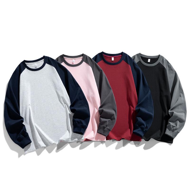 Tシャツ メンズ 男性用 長袖 薄手 麻 リネン カットソー ストライプ柄 ラウンドネック 宽松 春秋 大红色 ピンク ブラック 花白灰