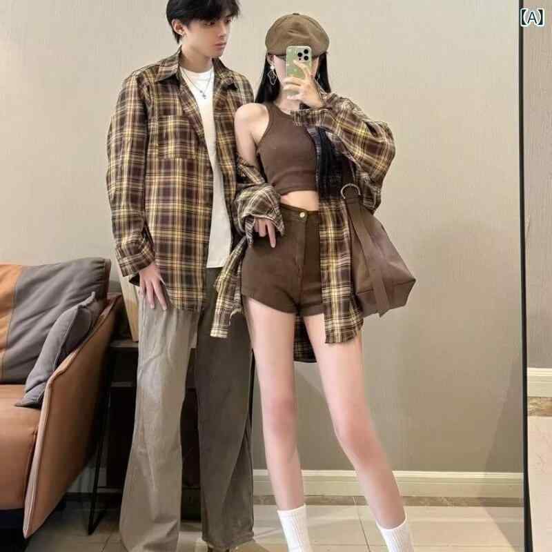 シャツ メンズ 男性用 格子柄 ポリエステル混紡 長袖 春秋 カジュアル 普段使い 部屋着