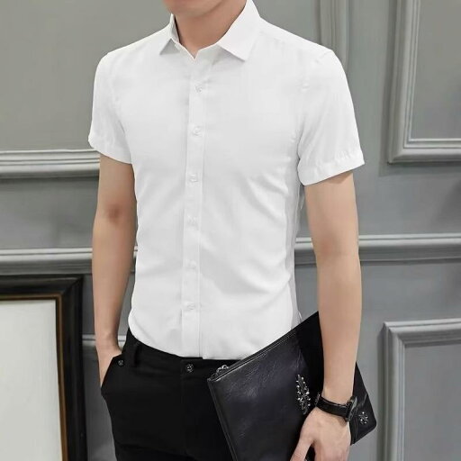 シャツ メンズ 男性用 白シャツ 半袖 ポリエステル ビジネス 通勤 トップス 無地 スリム 薄手 ホワイト ピンク ブラック ワインレッド ブルー ネイビー シャツ メンズ 男性用 白シャツ 半袖 ポリエステル ビジネス 通勤 トップス 無地 スリム 薄手 ホワイト ピンク ブラック ワインレッド ブルー ネイビー