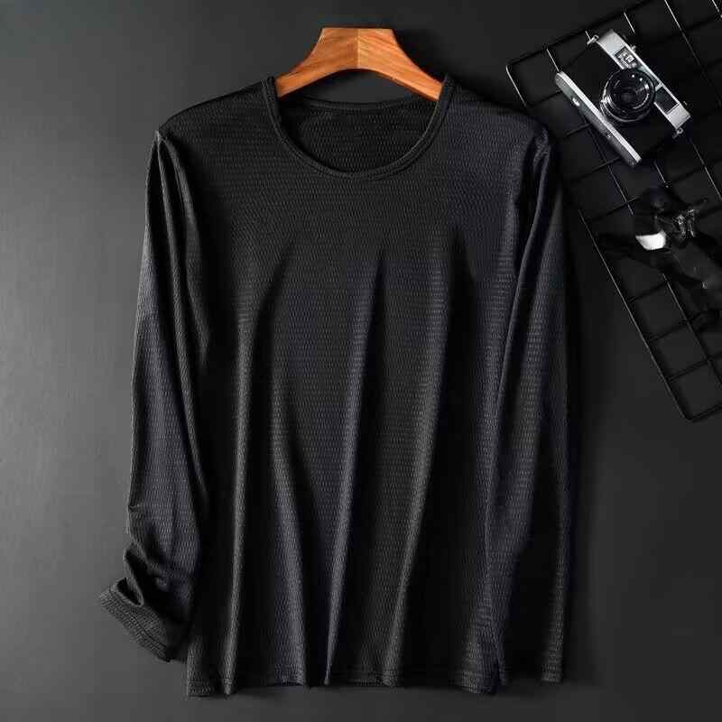 Rakuten - Tシャツ メンズ 男性用 長袖 ポリエステル 接触冷感 通気性 速乾 スポーツ カジュアル ルームウェア 薄手 黒 白 グレー