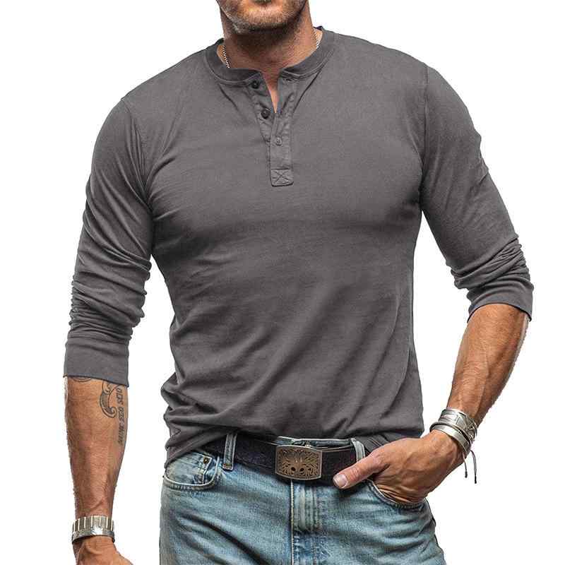Tシャツ メンズ 長袖Tシャツ コットン カットソー 無地 スリムフィット クルーネック 秋冬 深グレー