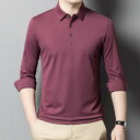 Tシャツ 男性用 長袖 POLOシャツ 襟付き トップス 普段使い 部屋着 無地 ブラック 墨緑 孔蘭 灰蘭 皮紅 藏青 ポリエステル