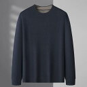 Tシャツ メンズ 男性用 ウール カットソー 長袖 ポリエステル 無地 翻領 春秋 ビッグサイズ 深墨緑 紫酱紅 藏青 新黒灰