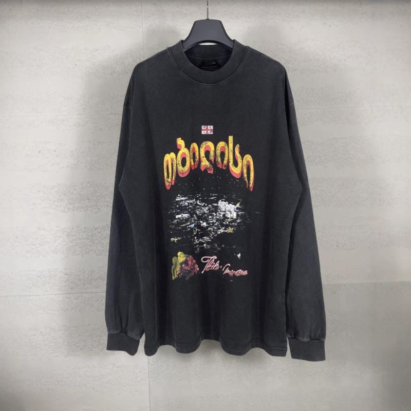 Tシャツ メンズ コットン 長袖 プリントTシャツ ストリート ブラック XS S M L 秋冬