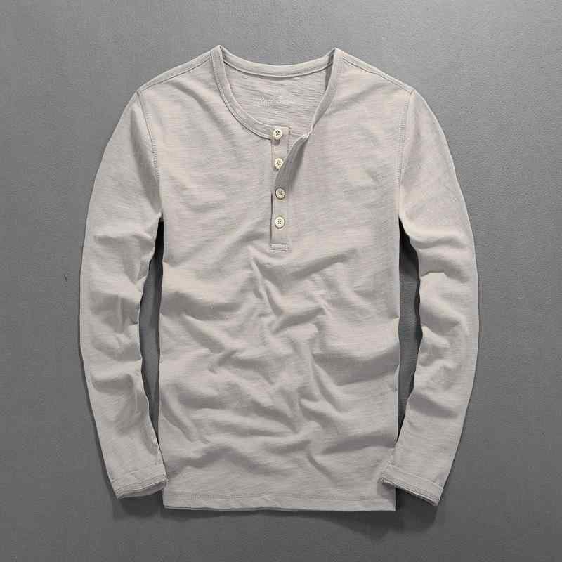 Tシャツ メンズ 男性用 長袖 コットン 無地 スリムフィット カジュアル 丸首 トップス ブラック 米白 浅灰 レンガ色 春秋