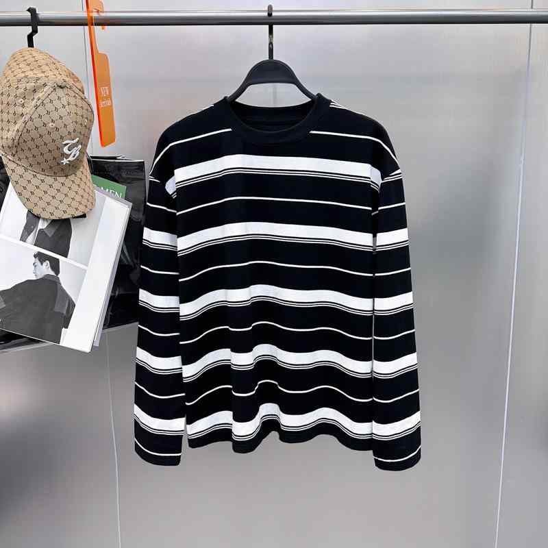 PORTER - Tシャツ メンズ 男性用 ボーダー柄 長袖 コットン ゆったり 韓国 黒 白 春夏 秋冬