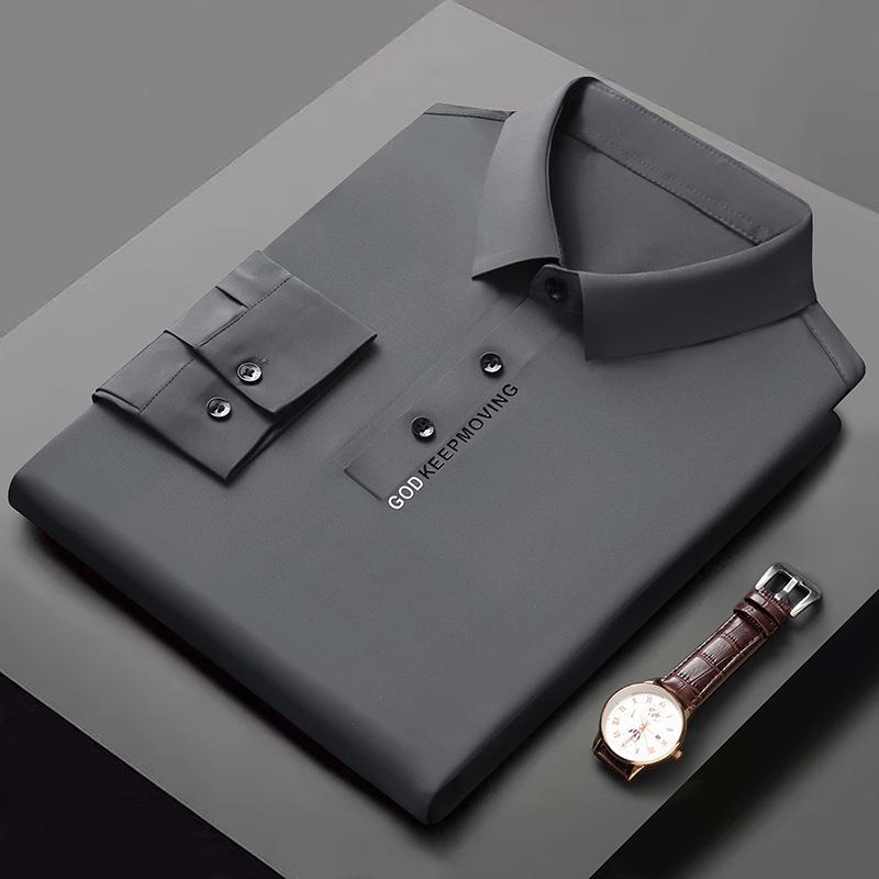 Tシャツ メンズ 長袖 ポリエステル 襟付き 無地 スリムフィット ビジネス カジュアル 伸縮性 通気性 トップス 春秋 普段使い 部屋着 グレー 墨緑 紺 驼色 レッド ライトブルー 深青 ブラック(x2)