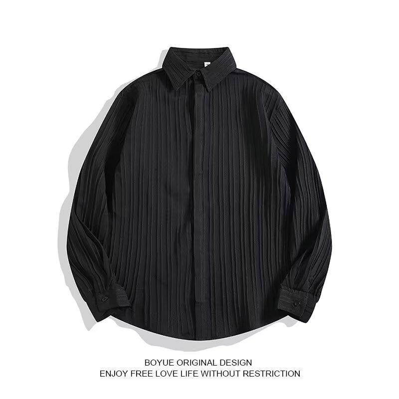 シャツ メンズ 男性用 トップス 格子柄 ポリエステル混紡 立襟 半袖 配色 ホワイト ブラック系 普段使い カジュアル 韓国(x2)