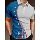 ポロシャツ メンズ 男性用 半袖 3Dプリント 開襟 襟付き Tシャツ カットソー ポリエステル混紡 カジュアル トップス プルオーバー