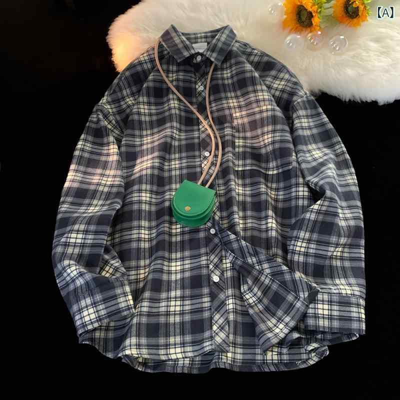 シャツ メンズ 長袖 格子柄 春秋 薄手 カジュアル 襟付き ポリエステル トップス 普段使い リラックス