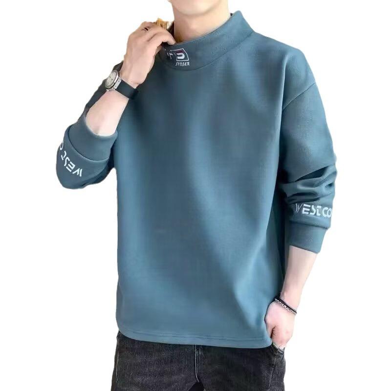Tシャツ メンズ 長袖 裏起毛 ハーフハイネック 保温 トップス 秋冬 部屋着 普段使い ポリエステル 伸縮性 プルオーバー カットソー