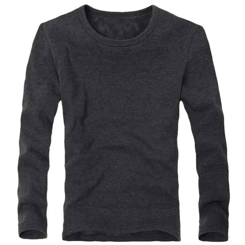 Tシャツ メンズ 男性用 長袖 裏起毛 カットソー 韓国 スリムフィット ラウンドネック 秋冬 インナー 厚手 ポリエステル 普段使い 無地 黒 紺色 グレー 白 M L XL 2XL 3XL 4XL 5XL