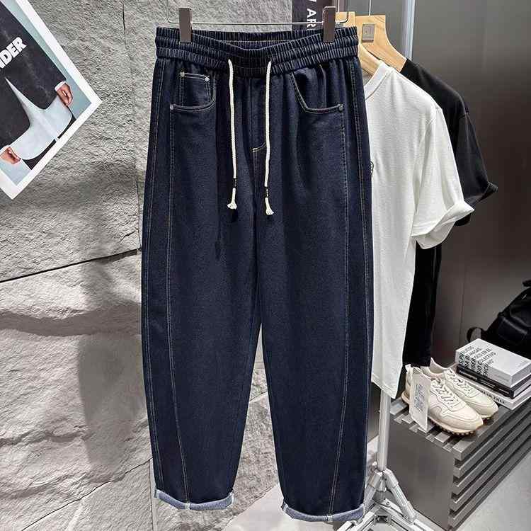 デニム メンズ ストレート ジーンズ パンツ コットン 水洗い加工 伸縮性なし ブラック ブルー 春秋 男性用 普段使い