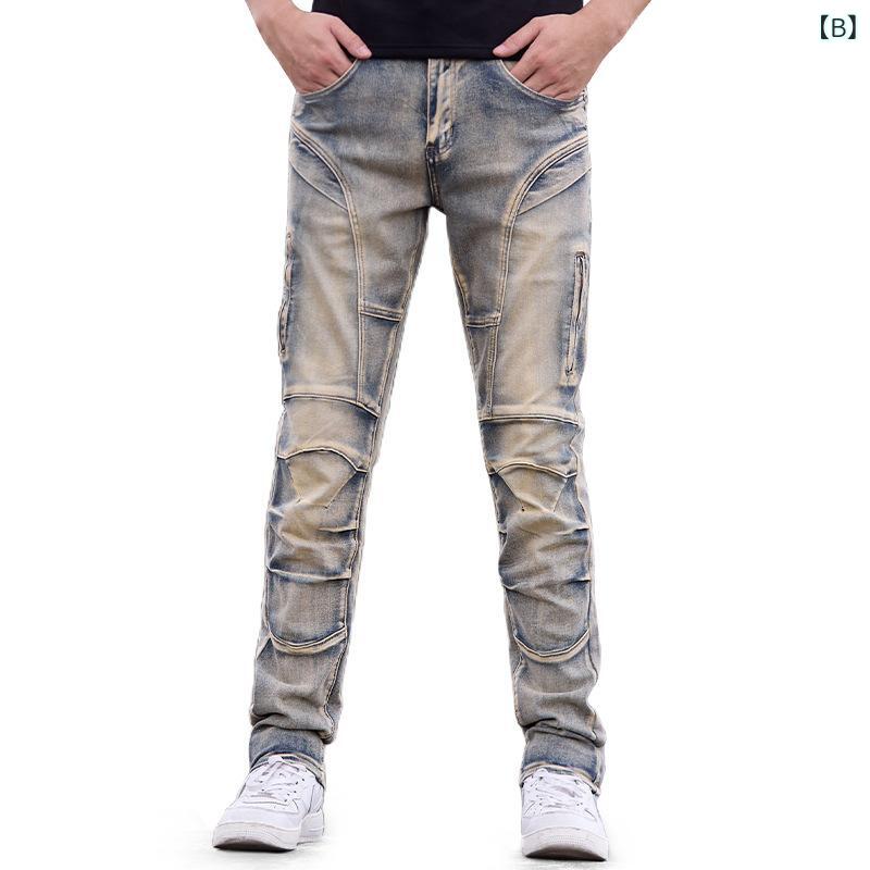 バイク用ジーンズ 男性用 伸縮性 ライディングパンツ ケブラー 耐引裂性 スリムフィット デニムパンツ ジーパン ウォッシュ加工 カジュアル スキニーパンツ