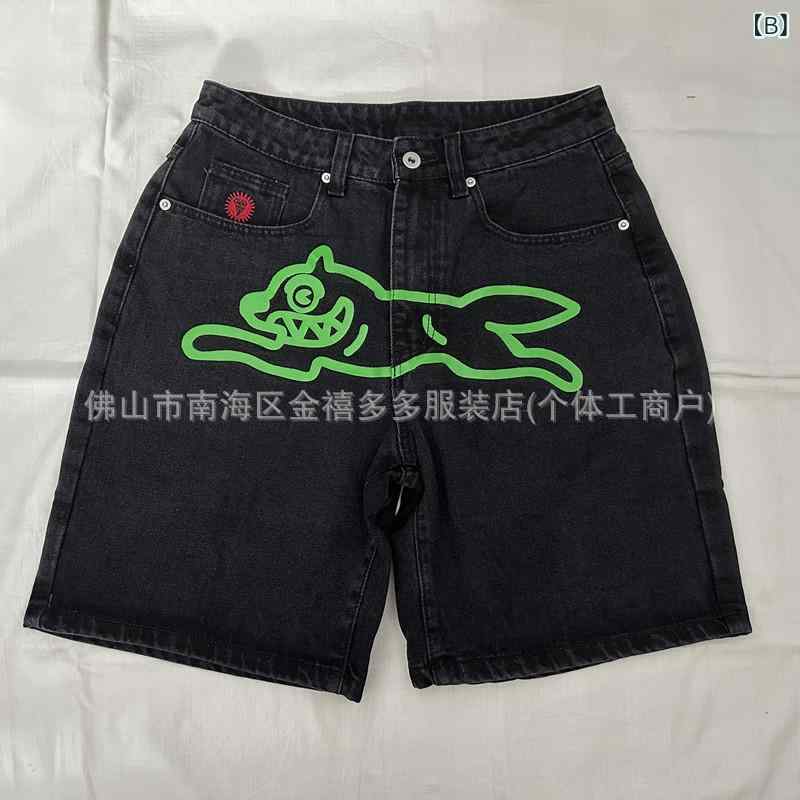 デニムパンツ メンズ ハーフパンツ ジーンズ VIBE ヒップホップ アメリカン スポーツ スケートボード 5分丈 ストリート ダンス 綿 デニム ブルー系 ブラック系(x3)