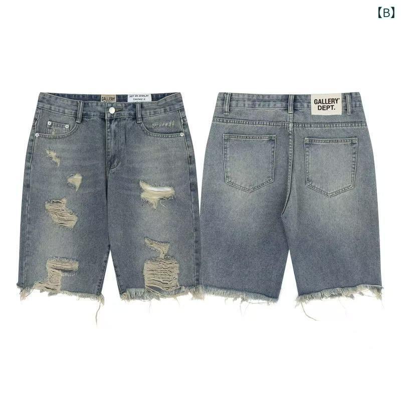 デニム メンズ ジーンズ ダメージ加工 ストレート ワイドレッグ ロングパンツ Gパン ヴィンテージ風 ユーズド風 ウォッシュ加工 カジュアル 普段使い 春夏秋冬 青 紺 黒 白