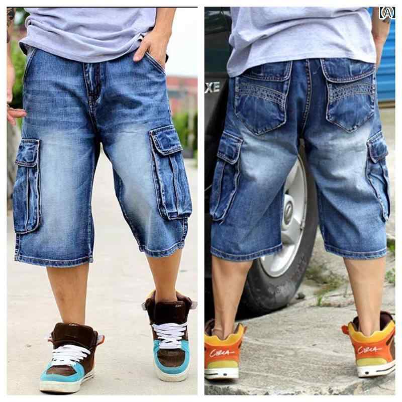 ジーンズ メンズ 男性用 大きいサイズ ハーフパンツ デニムパンツ ゆったり 7分丈 ショーツ 短パン 夏 普段使い 部屋着 ワークパンツ ブルージーンズ