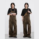 オーバーオール レディース 春夏 小柄 工装風 デニム サロペット メンズ ユニセックス ヒョウ柄 ワイドレッグ ストレート 薄手 パンツ