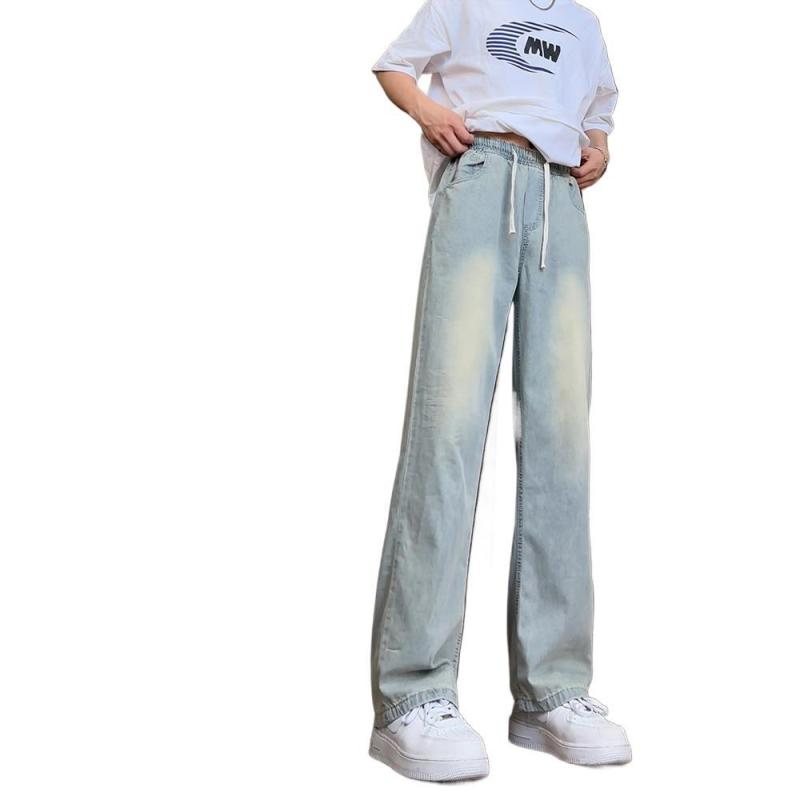 ジーンズ メンズ 接触冷感 薄手 デニムパンツ 伸縮性 ローライズ ストレート ジーパン ブルージーンズ 春夏 普段使い リラックス