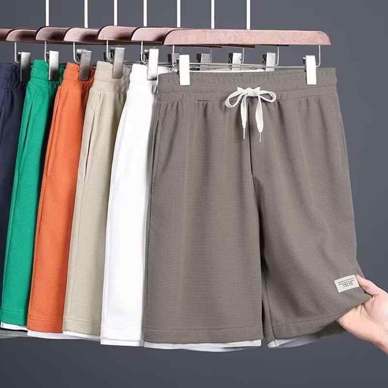 ハーフパンツ メンズ 男性用 ショートパンツ ワッフル 接触冷感 薄手 通気性 涼しい バスケットボール スポーツ 普段使い 部屋着 ホワイト ネイビー ブラック オレンジ カーキ ブルー ライトグレー ダークグレー