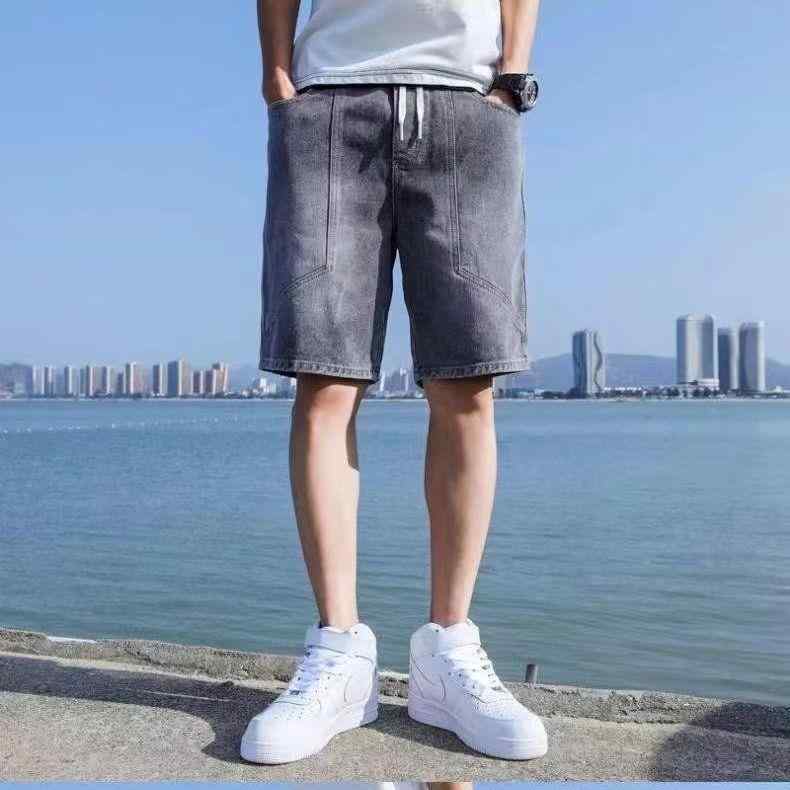 デニム ショートパンツ メンズ 薄手 5分丈 ゆったり ストレート カジュアル 春夏 ブルージーンズ ジーパン ズボン パンツ 伸縮性(x2)