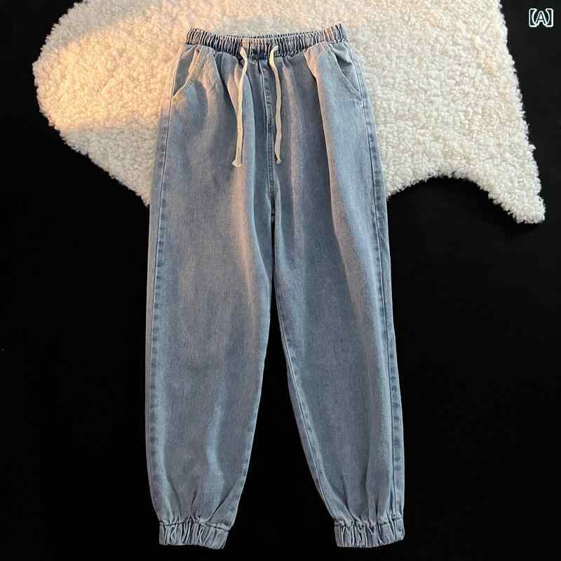 ジーンズ メンズ 9分丈 ジーパン デニムパンツ ウエストゴム 紐 薄手 接触冷感 伸縮性 普段使い 部屋着 運動着 浅ブルー ブラック系