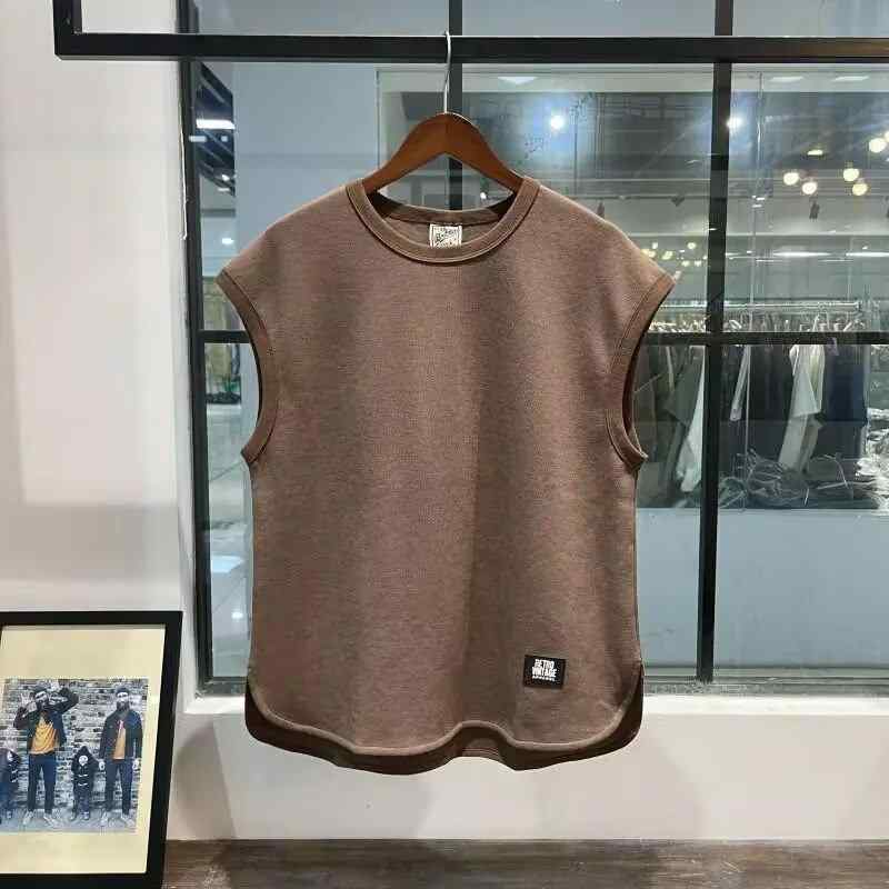 タンクトップ メンズ 男性用 ノースリーブ Tシャツ カットソー カジュアル トップス 普段着 部屋着 ブラウン ホワイト ネイビー ダークグレー