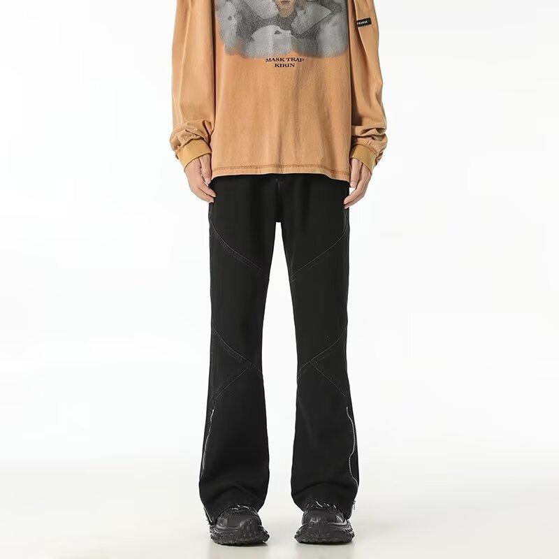 デニム メンズ デニムパンツ ジーンズ ストレート ゆったり カジュアル ロングパンツ 春秋 中厚手 ホワイト ブラック