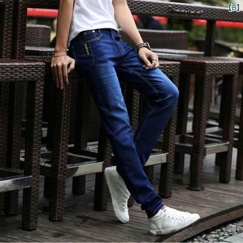 デニムパンツ メンズ 男性用 スリム ストレッチ ジーパン カジュアル ロングパンツ ズボン 春夏 ブルージーンズ 黒 ブラック