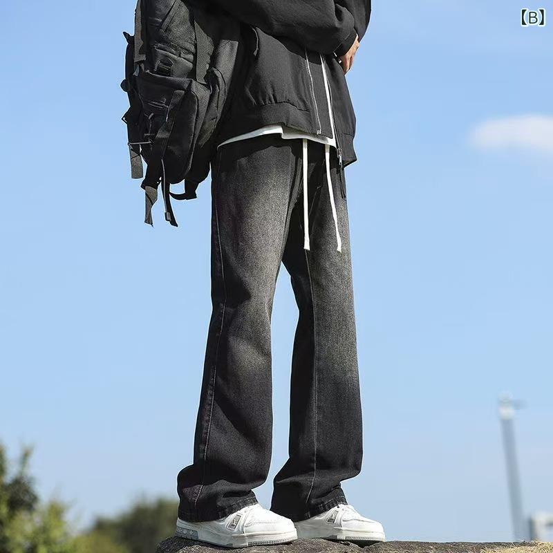 ジーンズ メンズ 裏起毛 デニムパンツ ストレート ゆったりめ カジュアル 大サイズ 黒グレー 秋冬