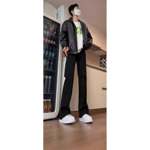 ジーンズ メンズ スリムフィット ストレート ブラック デニムパンツ 高腰 ウォッシュ加工 美脚効果 韓国 四季 ジーンズ メンズ スリムフィット ストレート ブラック デニムパンツ 高腰 ウォッシュ加工 美脚効果 韓国 四季