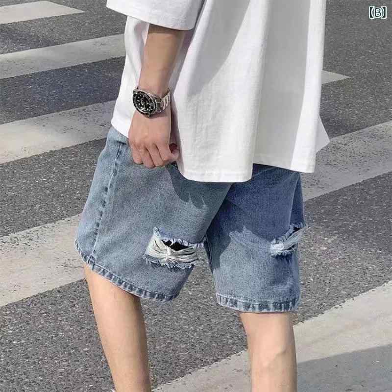 デニムパンツ メンズ ジーンズ ジーパン ウォッシュド 刺繍 春夏 クロップド スキニー カジュアル ストリート ジッパー グレー