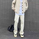ジーンズ メンズ 男性用 米白 ウォッシュ加工 ストレート スリム 美脚 ジーパン デニムパンツ カジュアルパンツ ロングパンツ
