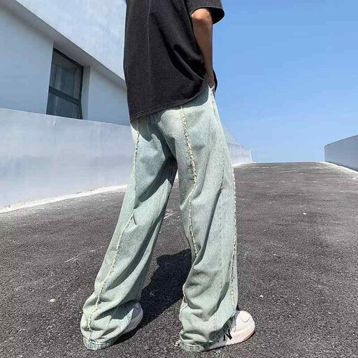 デニム メンズ ルーズ ストレートパンツ ウォッシュド加工 ジーパン ロングパンツ カジュアル スプリング 夏 ブラック 黄泥色 デニム メンズ ルーズ ストレートパンツ ウォッシュド加工 ジーパン ロングパンツ カジュアル スプリング 夏 ブラック 黄泥色